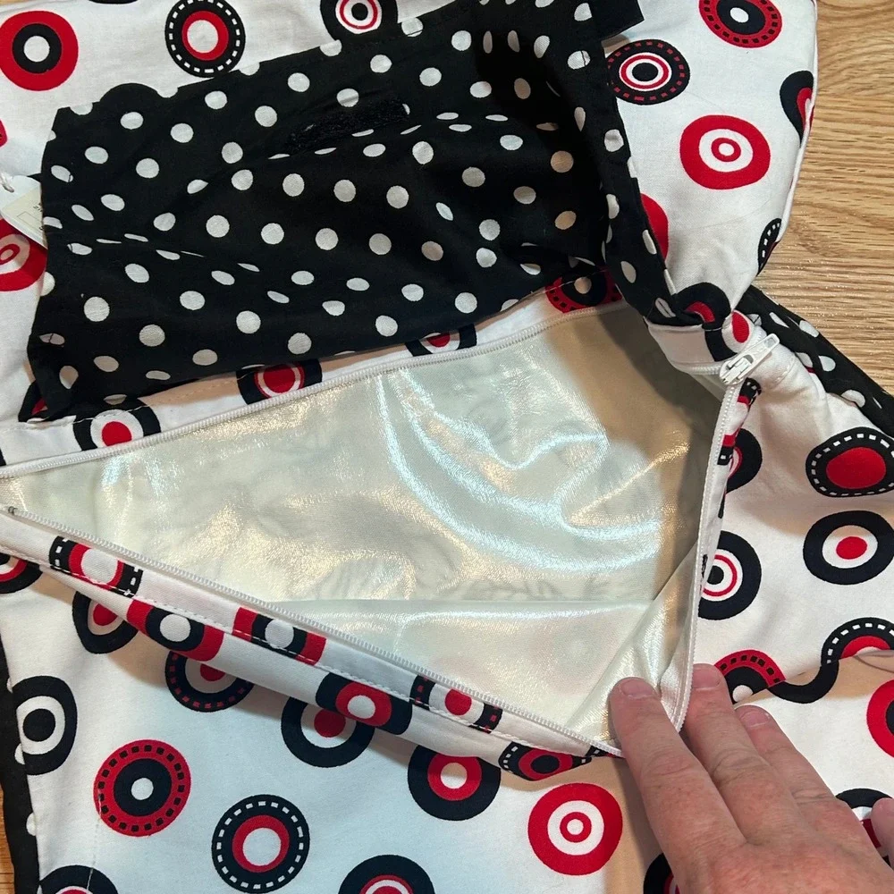 NWT‎ Wet Bag Zipper Pouch Red Black White Circle Polka Dot Waterproof